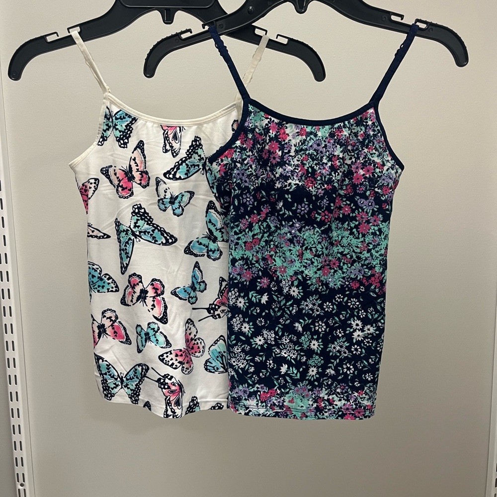 2, Epic Threads Girls Cami Tank Duo in White & Navy Floral